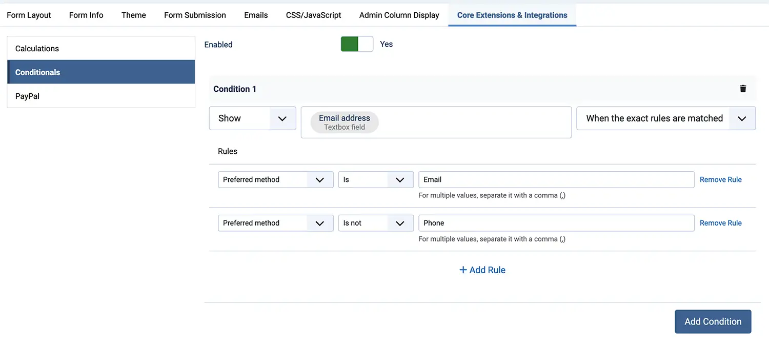 Conditional core configuration