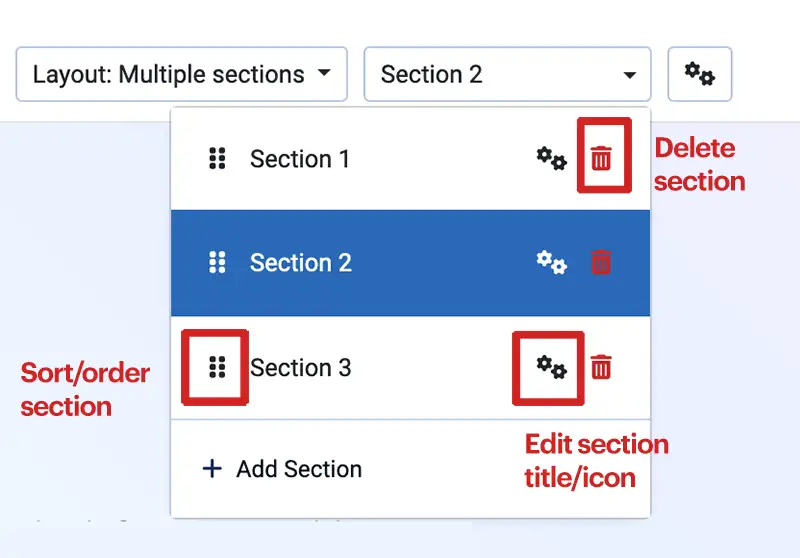 Managing multipage section