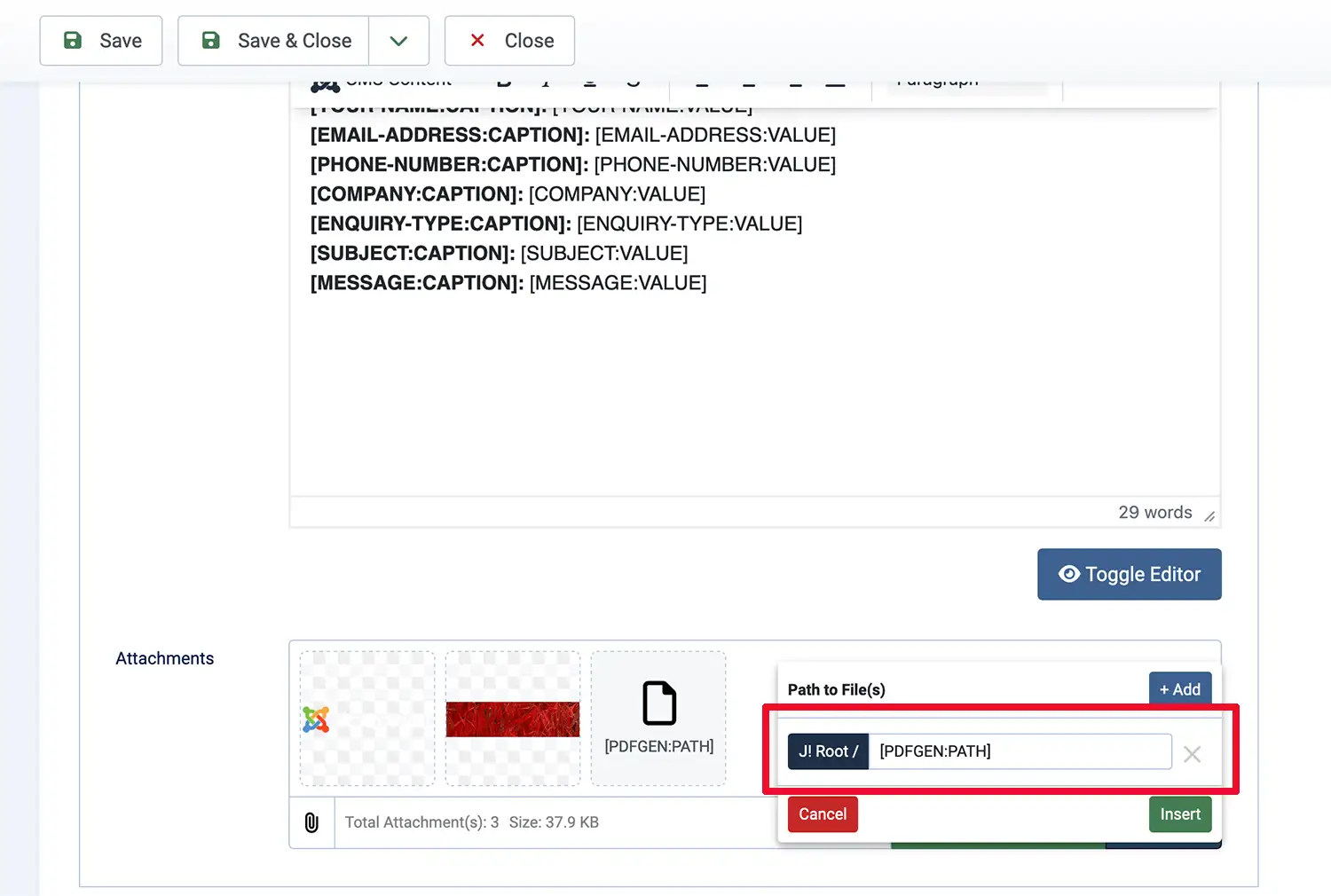 Attach PDF to Email attachments
