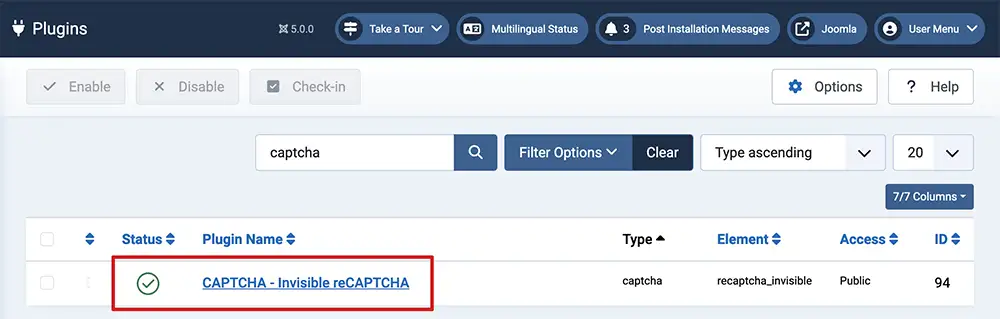 Joomla Captcha Plugin location