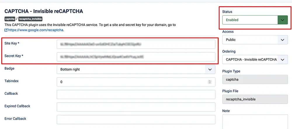 Joomla Captcha Plugin location