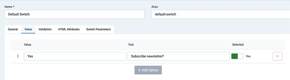 Configuring switch value