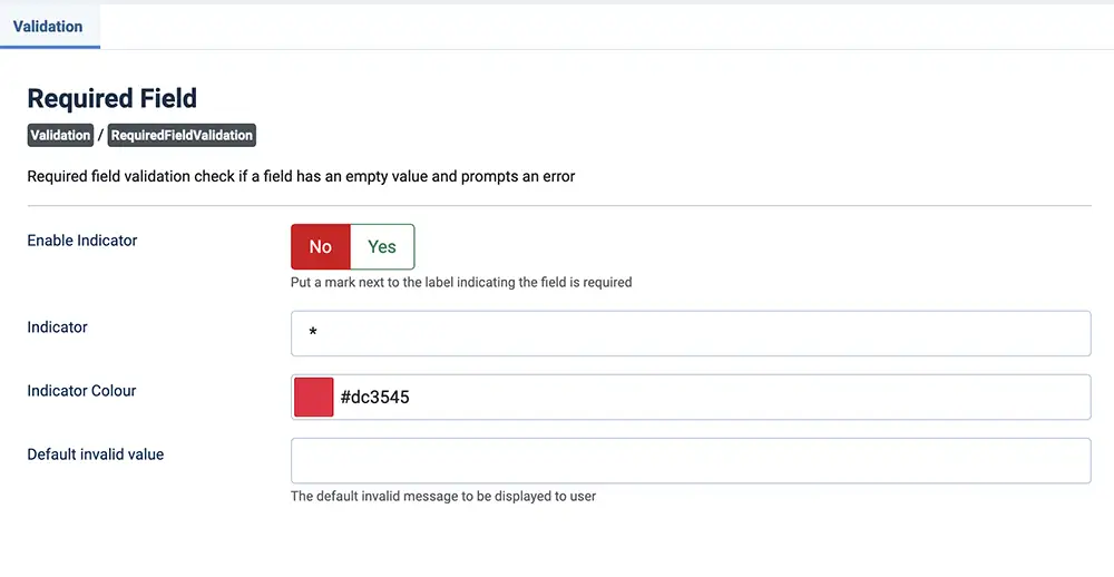 Required field global configuration